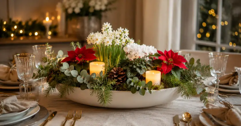 Festive holiday dining ambiance