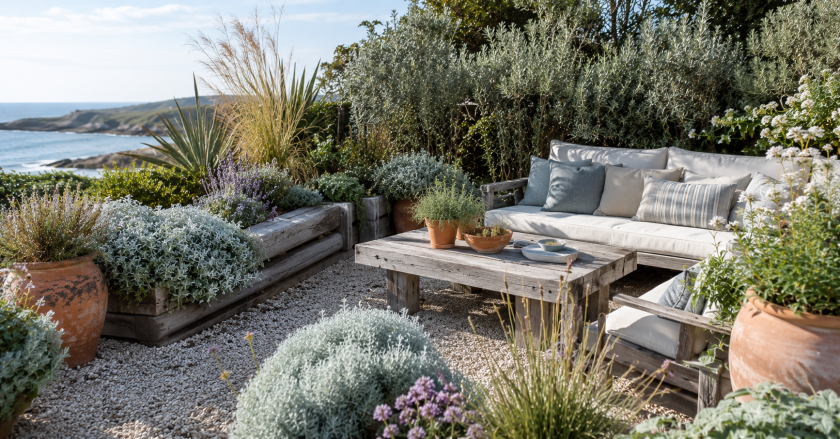 Coastal garden with ocean view