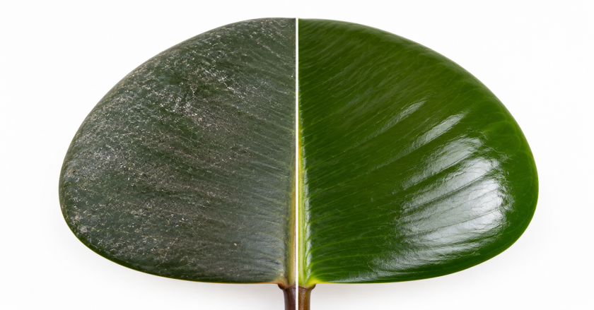 How to Clean Plant Leaves: The Complete Guide to Dust-Free, Shiny Foliage 3 Rubber plant leaf before and after