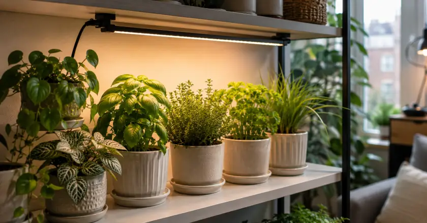 Best Indoor Plants for Tiny Apartments: 21 Smart Picks 4 Cozy herb garden under warm light
