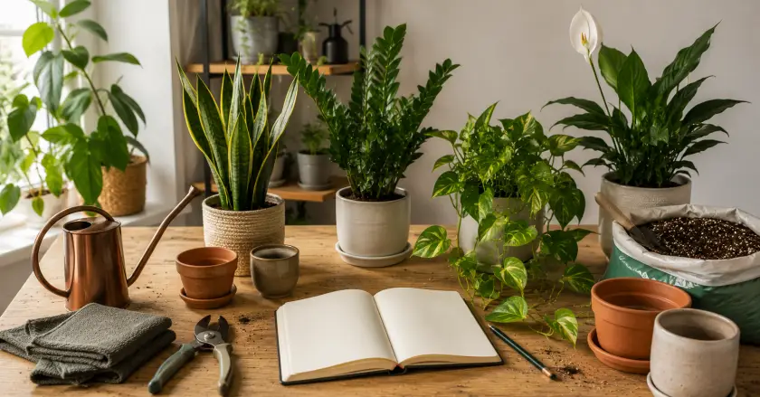 Best Indoor Plants for First-Time Plant Parents: 21 Easy 2026 Picks 4 Cozy plant care workspace in sunlight
