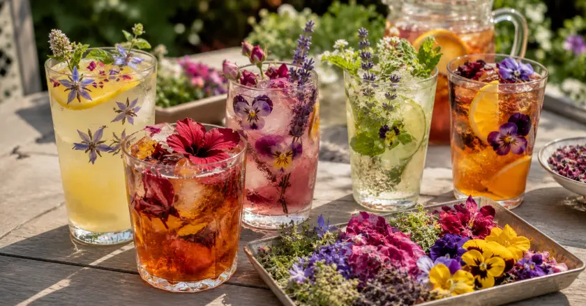 Edible Flowers: 17 Best Safe Blooms to Grow Outdoors 4 Summer drink garden party spread