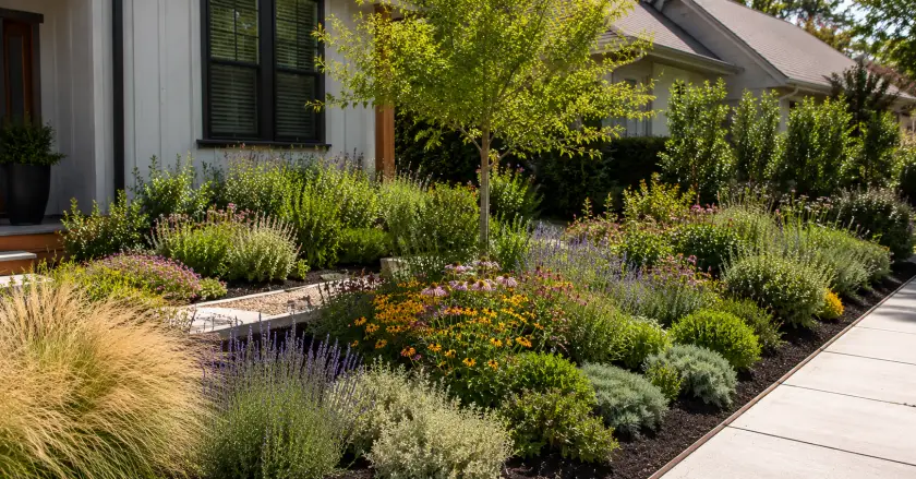 Native Plants That Thrive in Your Region 3 Sunlit suburban garden with lush flowers