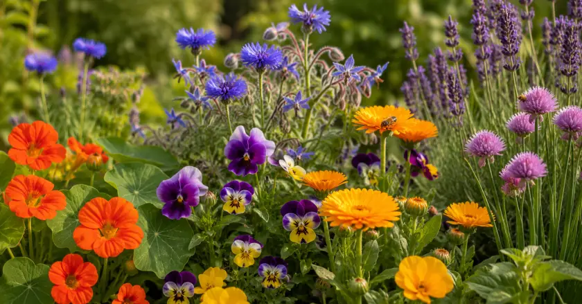 Edible Flowers: 17 Best Safe Blooms to Grow Outdoors 2 Vibrant garden blooms in sunlight