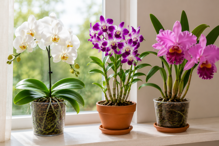 Orchid Care Guide: How to Grow and Rebloom Orchids Indoors 4 Orchids by the window sill