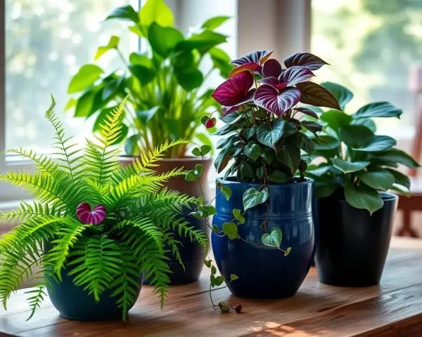 best plants for shady containers with ferns caladium pothos and hosta in pots