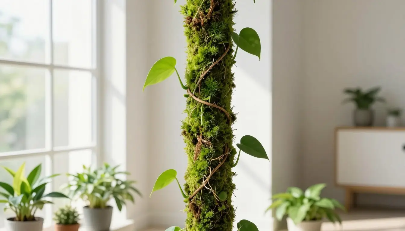 Moss Pole for Plants: 11 Easy Tips for Better Growth 2 moss pole for plants supporting climbing indoor plants