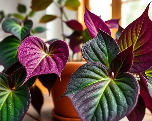 gynura aurantiaca purple velvet plant gynura aurantiaca purple velvet plant with fuzzy purple leaves indoors
