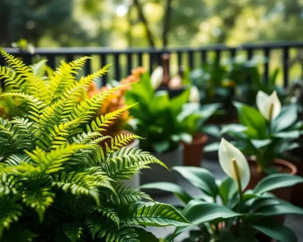 small plants for shady areas arranged in pots on a shaded patio