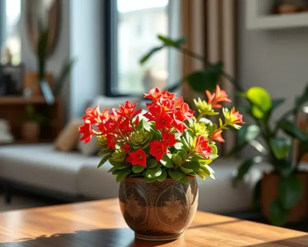 Kalanchoe Blossfeldiana red bloom indoor plant