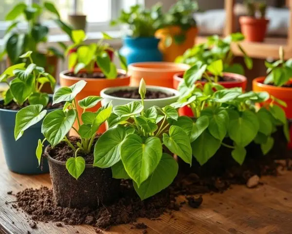 container gardening potatoes with healthy potato plants growing in pots
