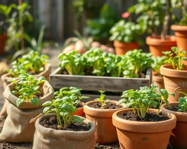 best containers for growing potatoes including grow bags buckets sacks and large pots