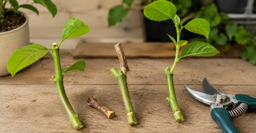 Pruning Basics: How to Prune Plants the Right Way 3 Gardening tabletop with fresh plant cuttings