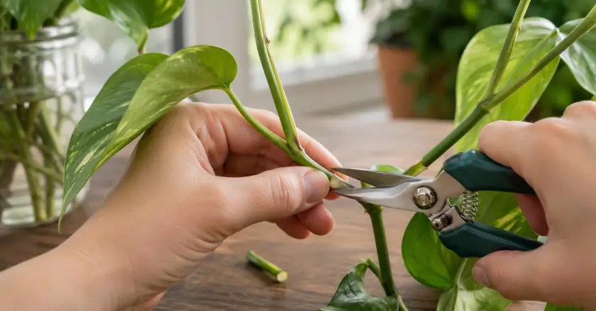 Pruning Basics: How to Prune Plants the Right Way 2 Pruning a leafy houseplant in natural light