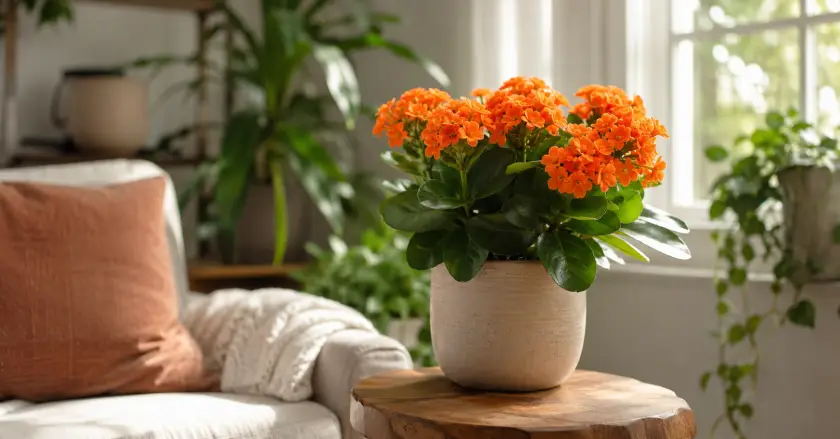 Sunlit plant corner with cozy decor