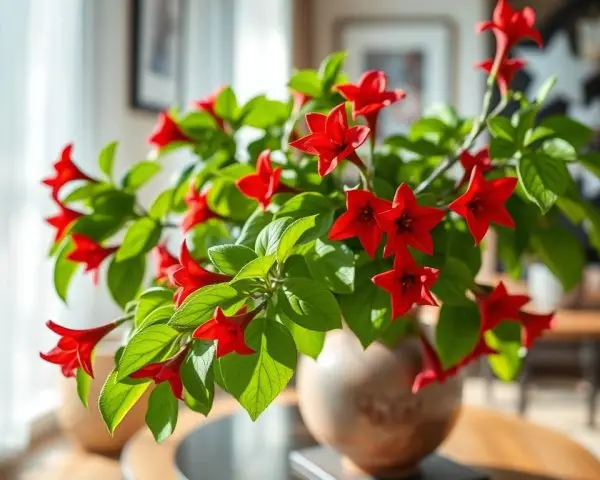 indoor plant with red flower
