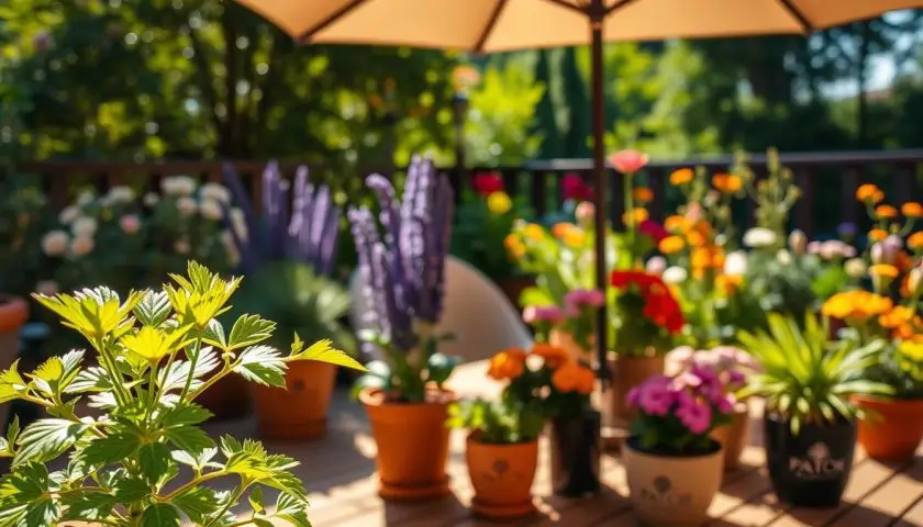 mosquito repellent plants for patio pots near outdoor seating