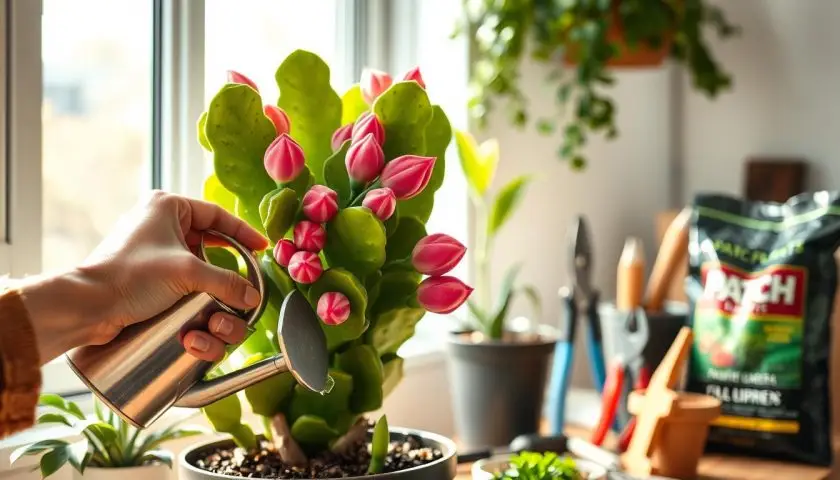 spring christmas cactus care with new growth and indoor plant tools