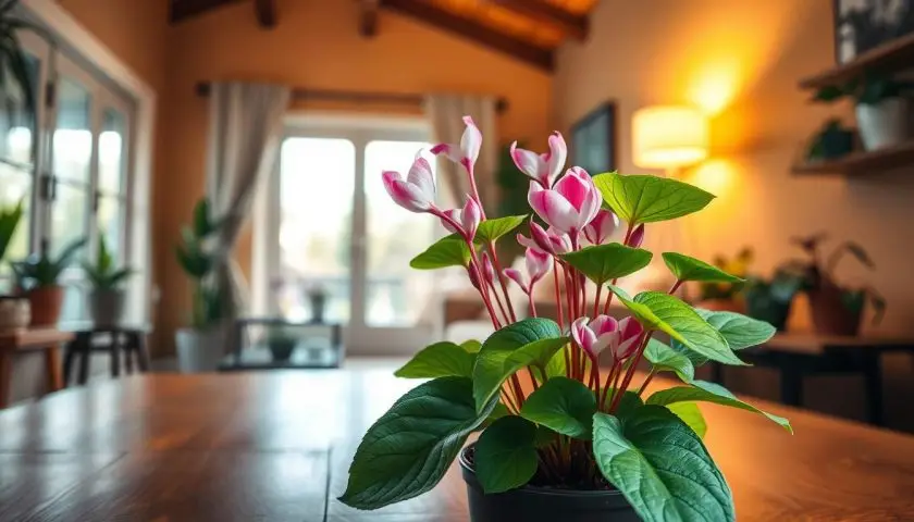 indoor cyclamen light requirements indoor cyclamen in bright indirect light on a table near a softly lit window