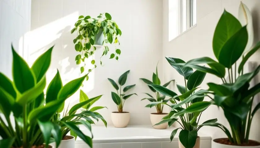 easy care low light bathroom plants easy care low light bathroom plants including snake plant ZZ plant pothos and peace lily