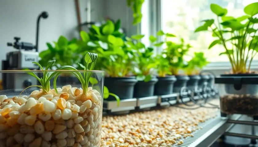 LECA setup for plants LECA setup for plants with clay pellets reservoir and indoor hydroponic houseplants