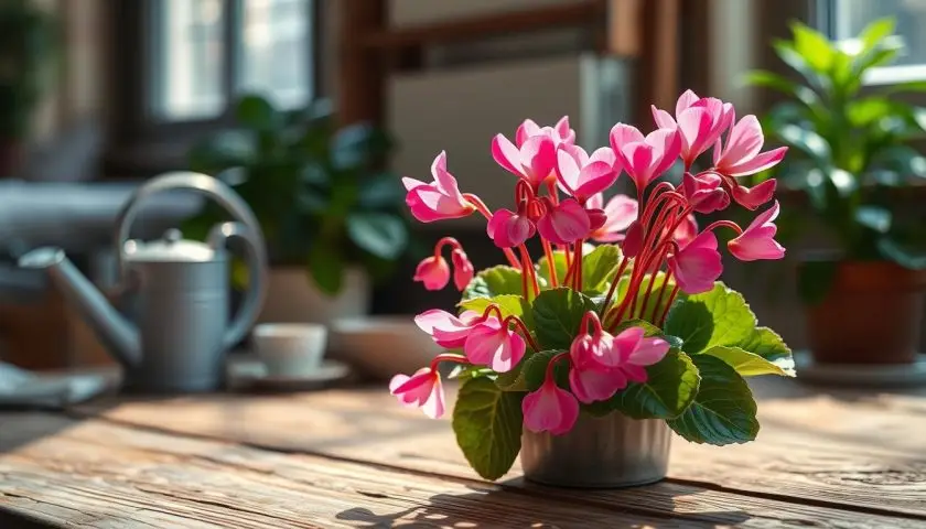 caring for a cyclamen plant indoors caring for a cyclamen plant indoors with pink and white flowers in a cool bright room