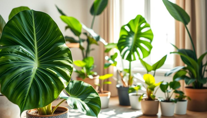 elephant ear care with large tropical leaves indoors and outdoors