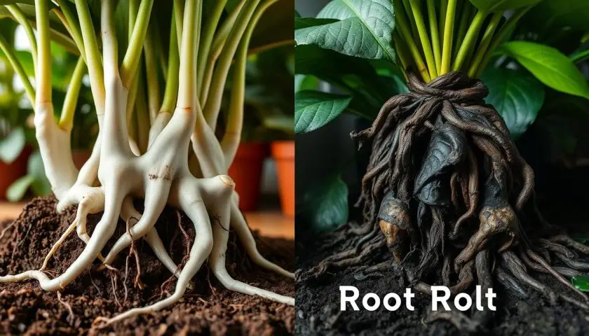 healthy roots vs root rot healthy roots vs root rot