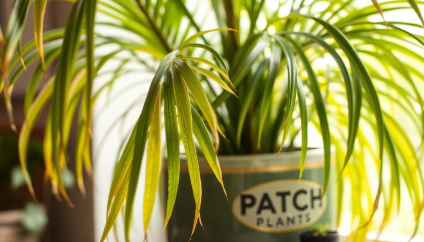 parlor palm dying indoors with yellow and brown fronds