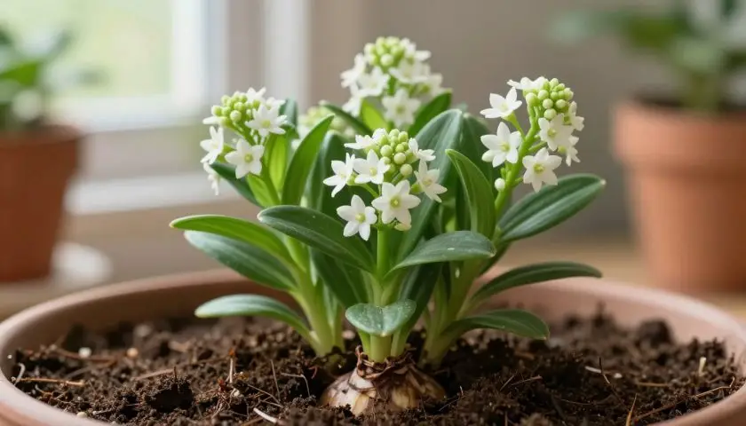 Star of Bethlehem plant growing in loose well-draining soil