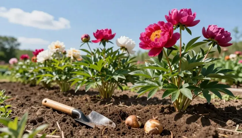 Karl Rosenfield peony planting site in full sun