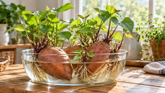 Step 8: Plant Sweet Potato Slips Correctly