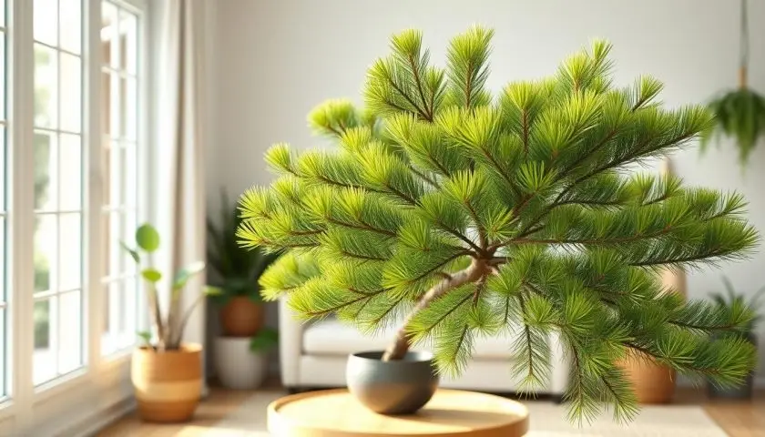 Norfolk Island pine in a pot Norfolk Island pine in a pot near a bright window