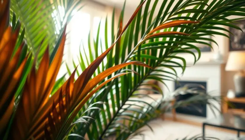parlour palm brown leaves