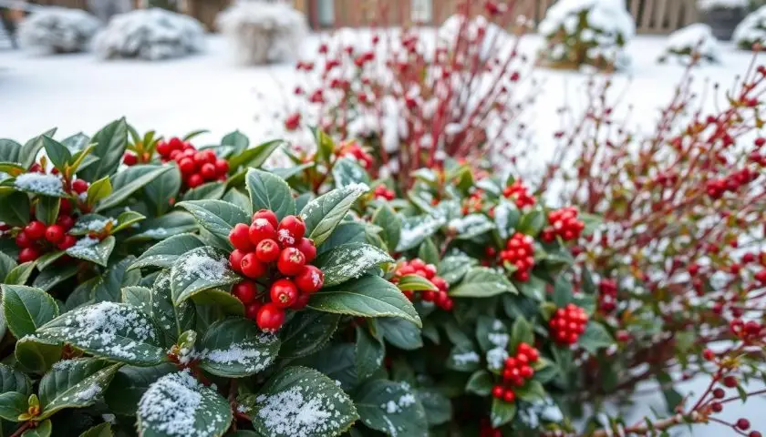 17 Winter Plants for Outside: Hardy Picks for Cold Weather 5 Winter shrubs showing red-twig dogwood stems, colourful berries and evergreen foliage