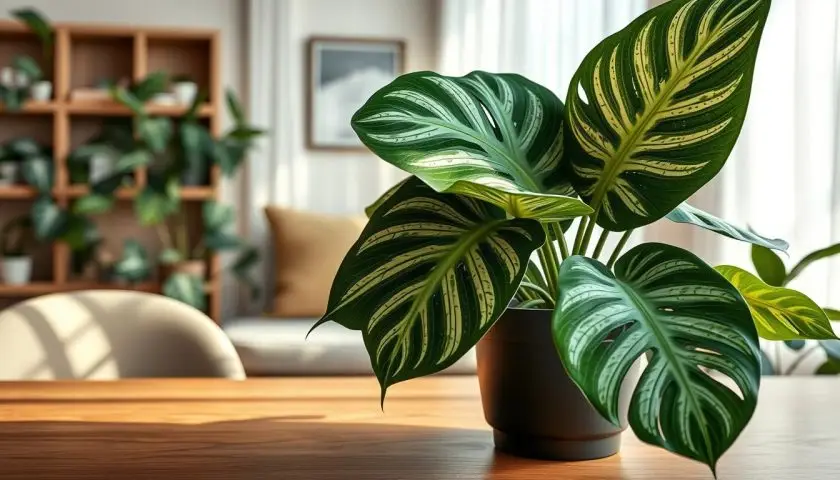 15 Patterned-Leaf Houseplants for a More Colorful Home 5 Colorful patterned foliage houseplant displayed near a bright window with soft filtered sunlight