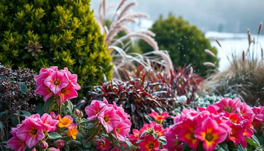 17 Winter Plants for Outside: Hardy Picks for Cold Weather 4 Winter flowering garden with pansies, hellebores and colourful hardy foliage