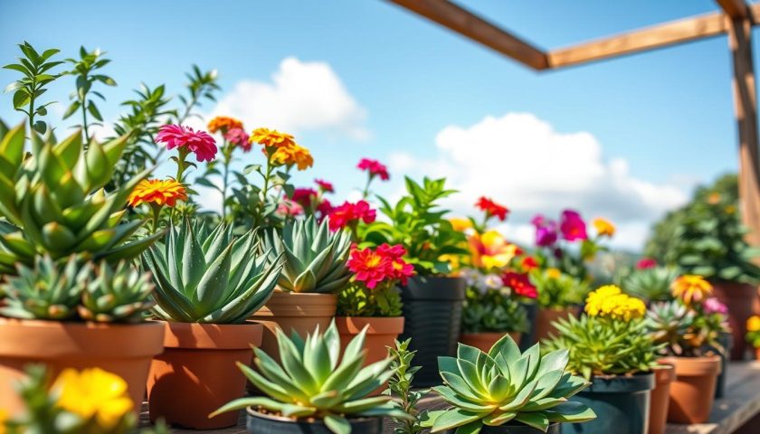 low-maintenance outdoor potted plants full sun